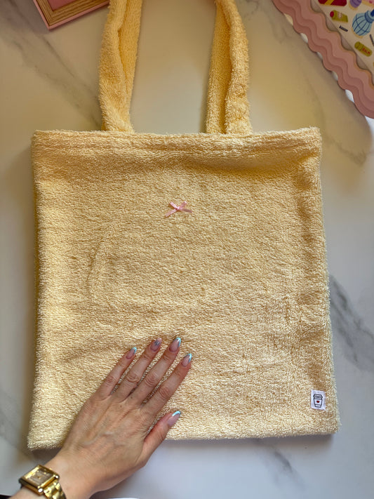 Tote bag in spugna giallo pastello