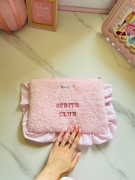 Pochette frappina spugna rosa ballerina con ricamo