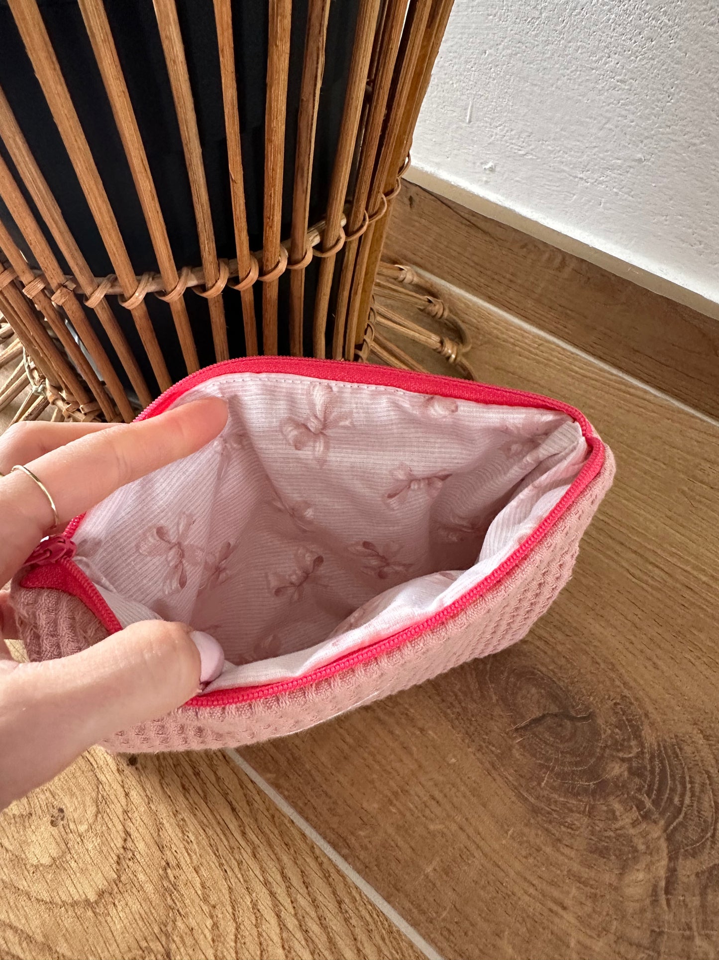 Pochette flat “waffle” rosa antico