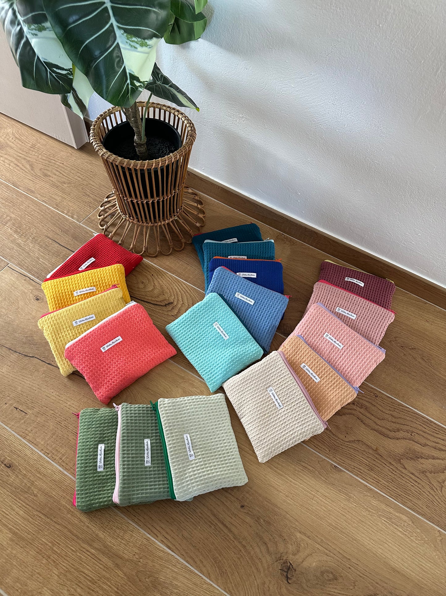 Pochette flat “waffle” petrolio