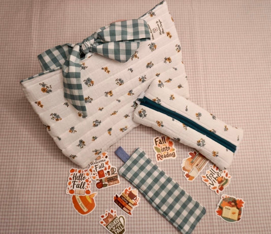 Set book lover fiorellini blu