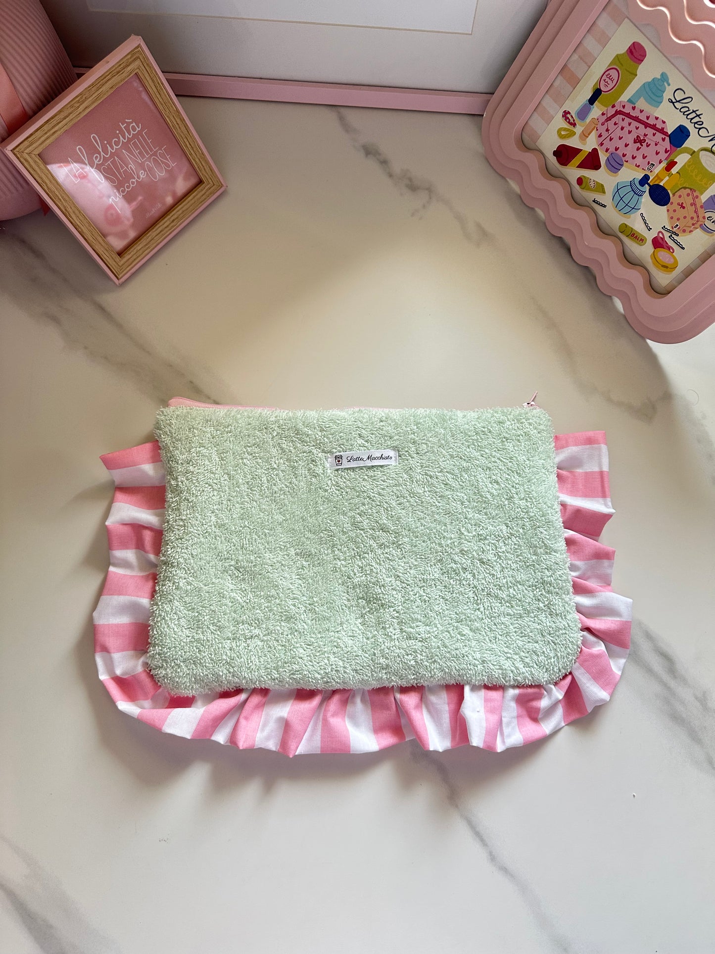 Pochette frappina spugna verde menta