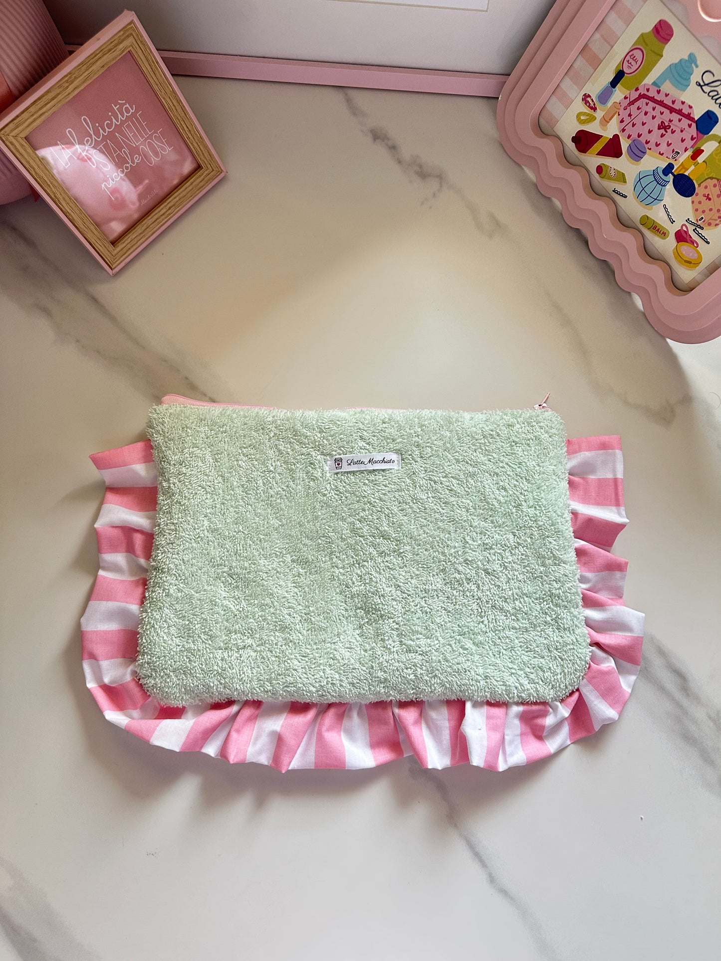 Pochette frappina spugna verde menta