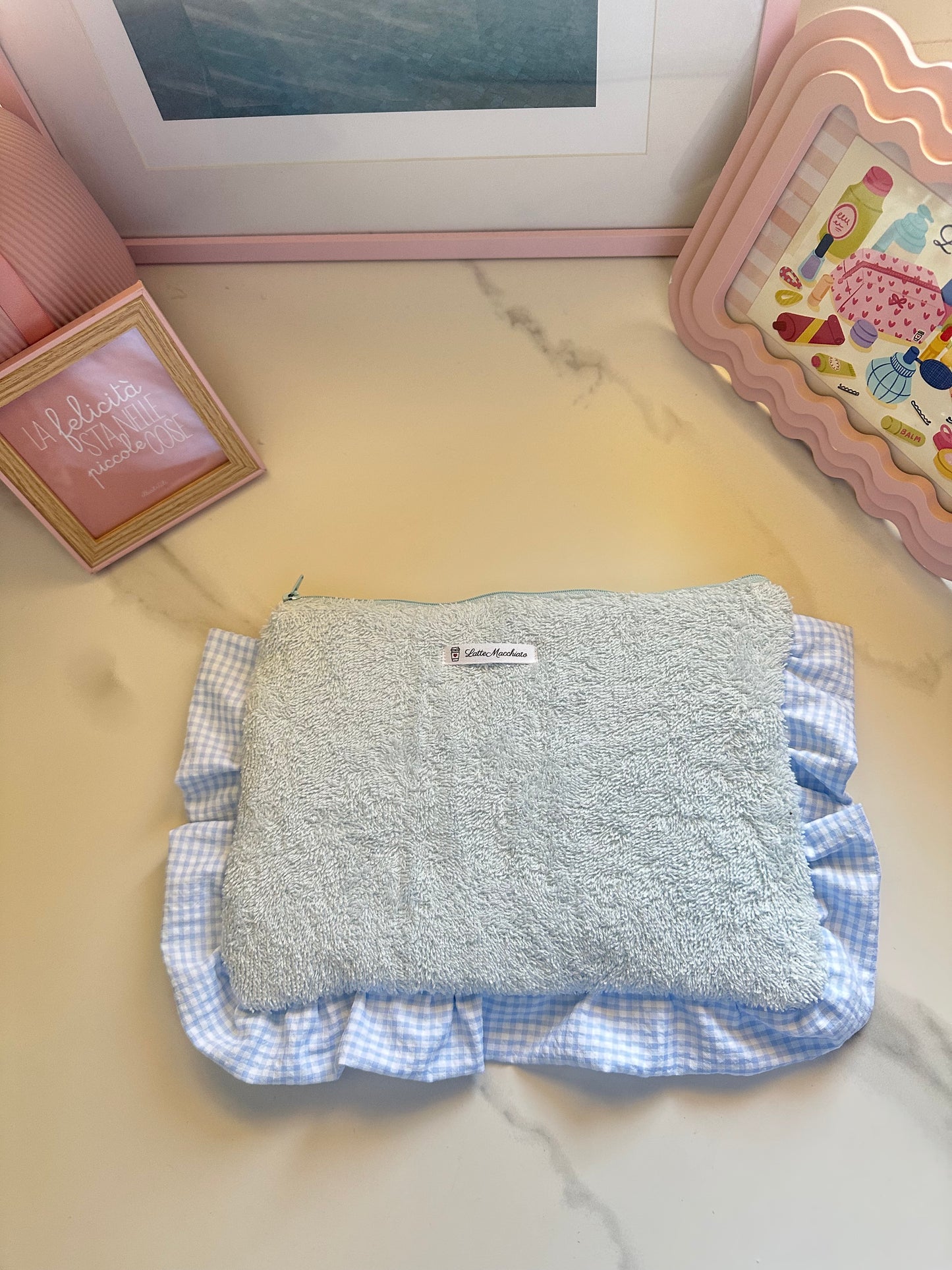 Pochette frappina spugna azzurro pastello