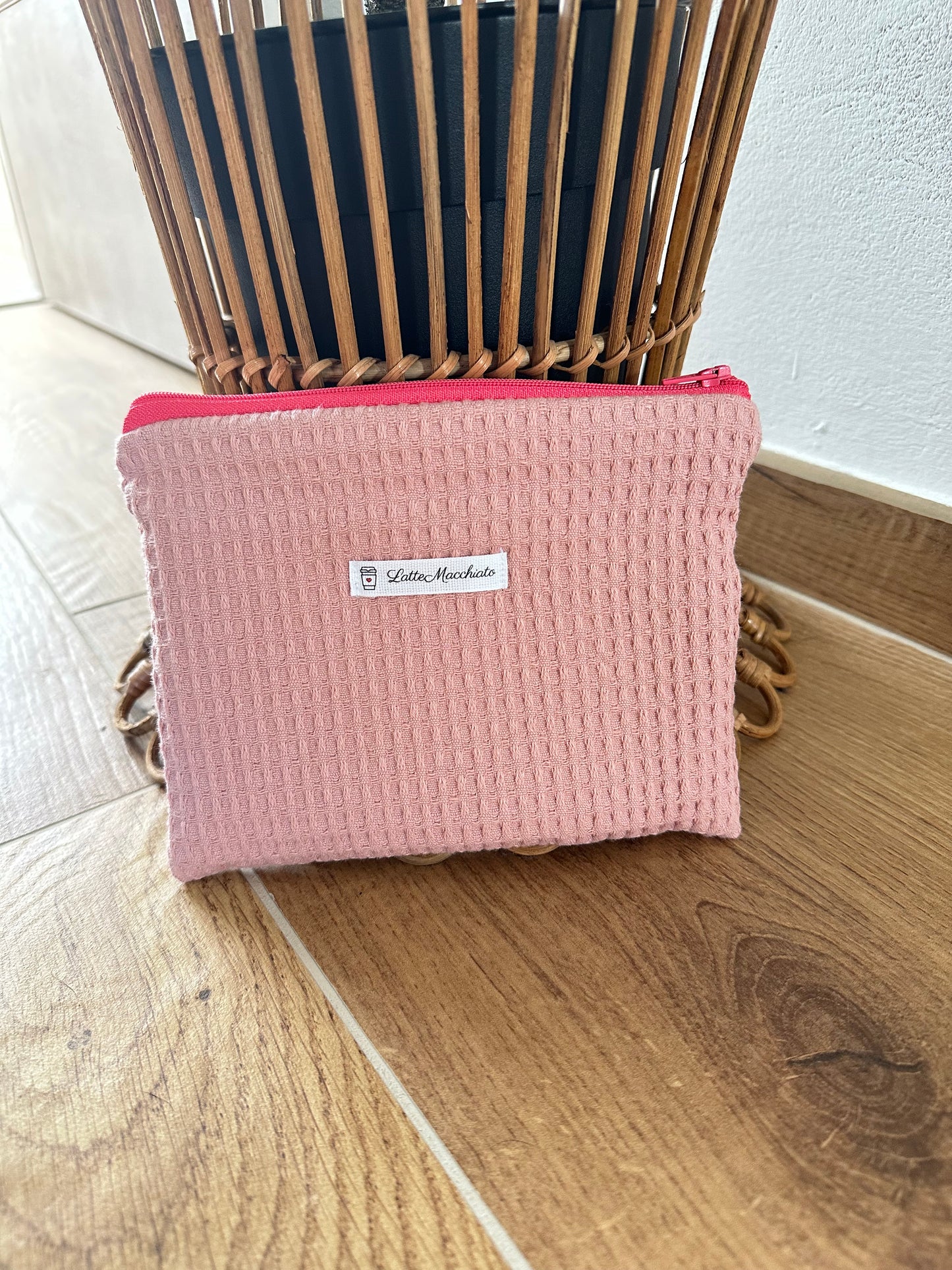 Pochette flat “waffle” rosa antico