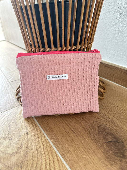 Pochette flat “waffle” rosa antico