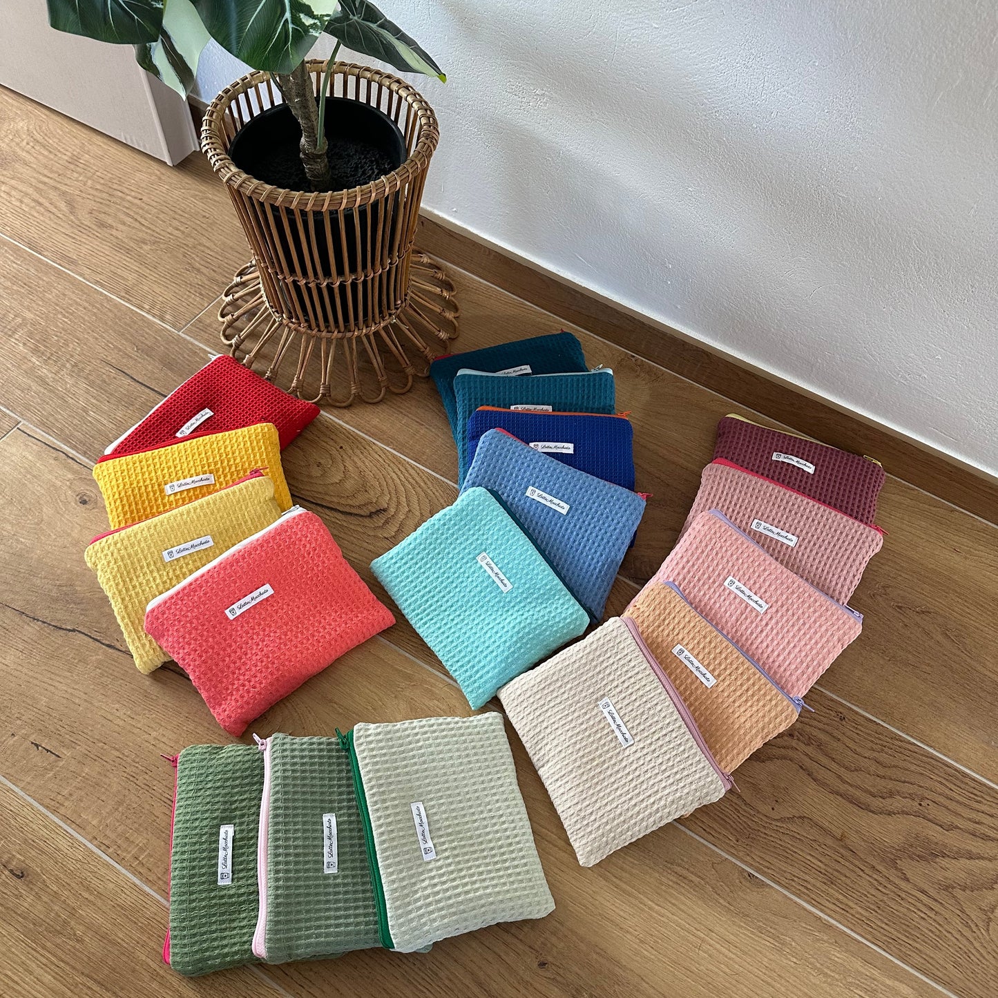 Pochette flat “waffle” rosa antico