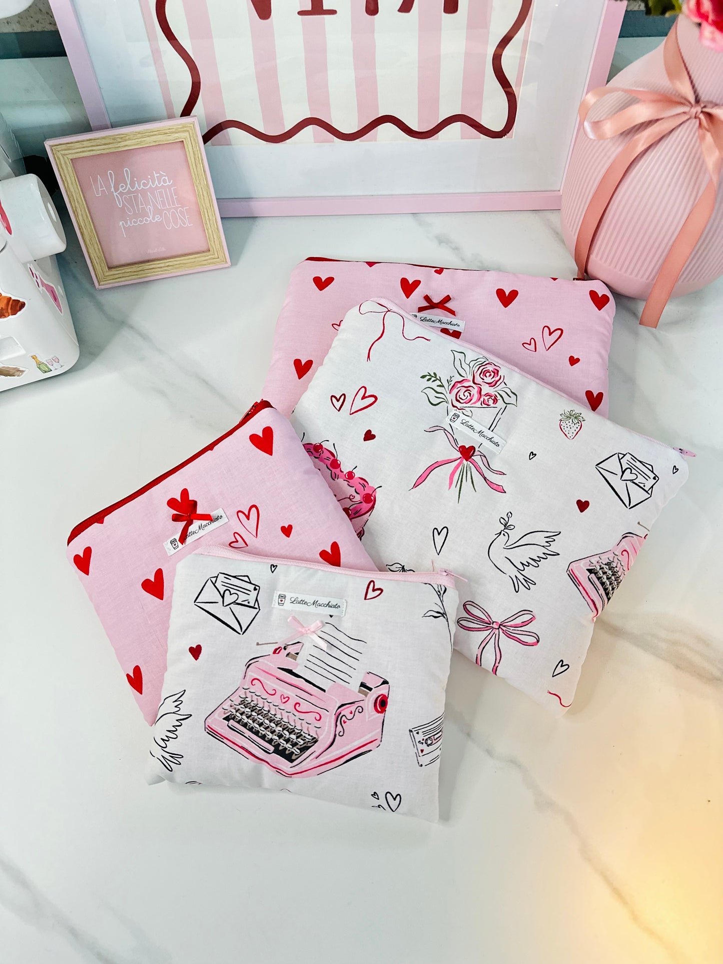 Pochette flat grande bouquet di rose