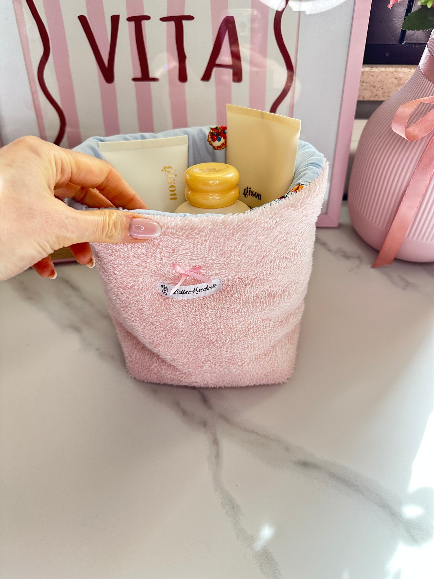 Cestina spugna rosa pastello