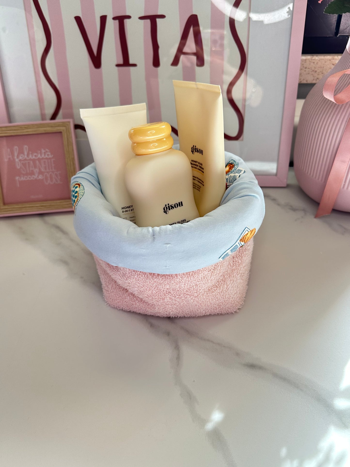 Cestina spugna rosa pastello