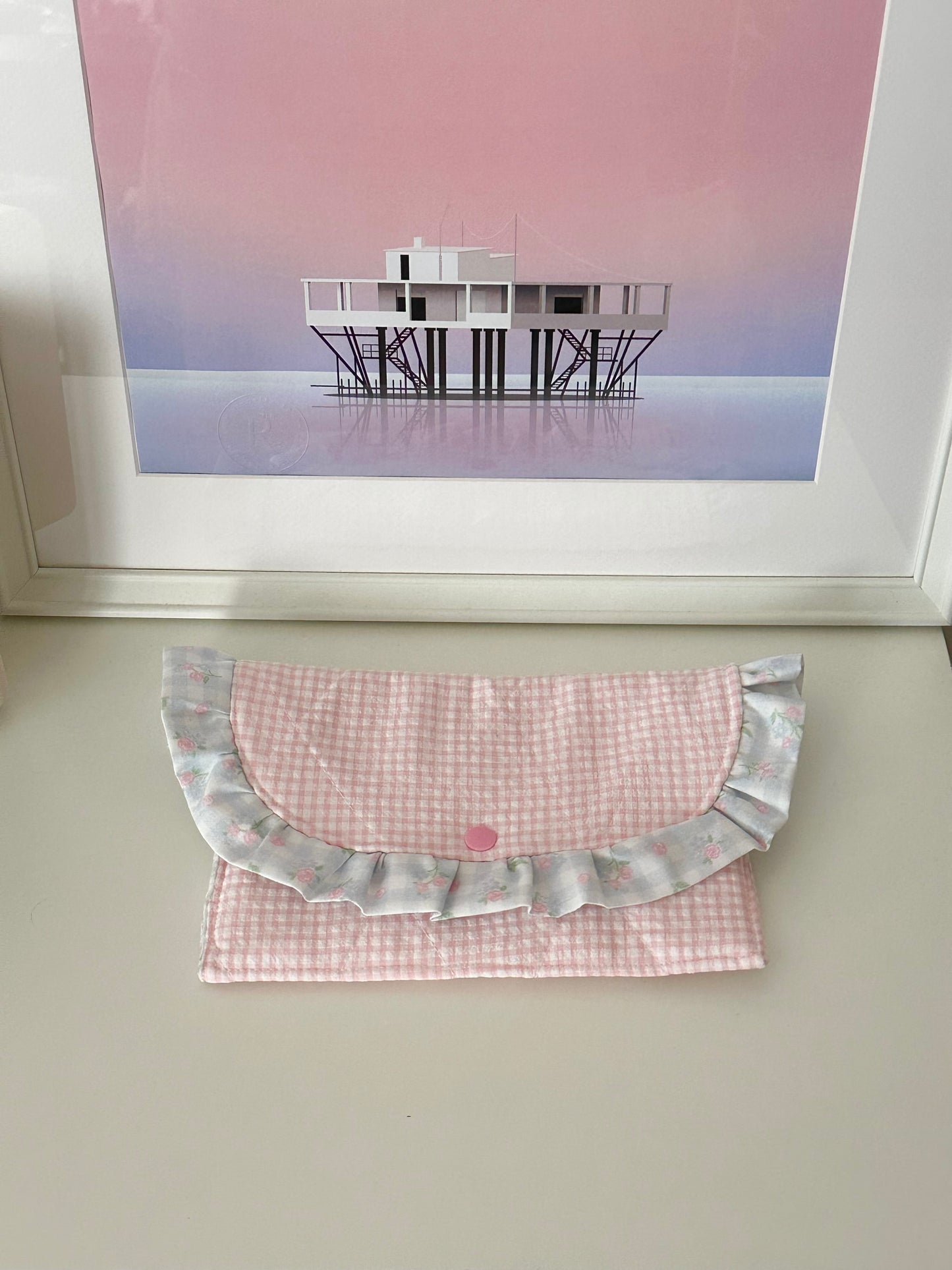 Pochette froufrou vichy rosa baby