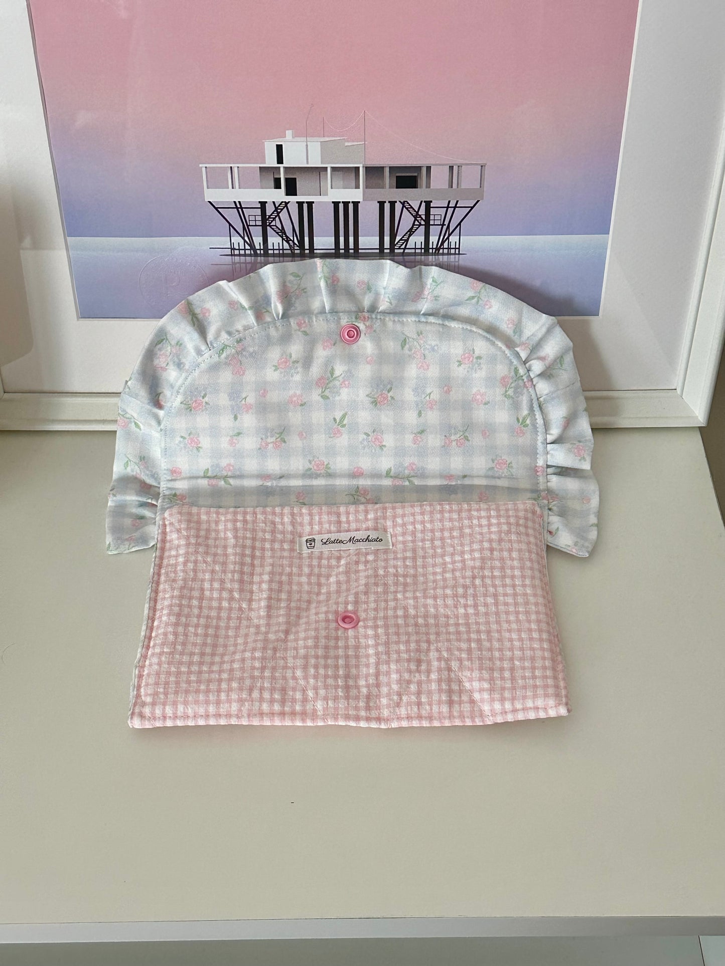 Pochette froufrou vichy rosa baby