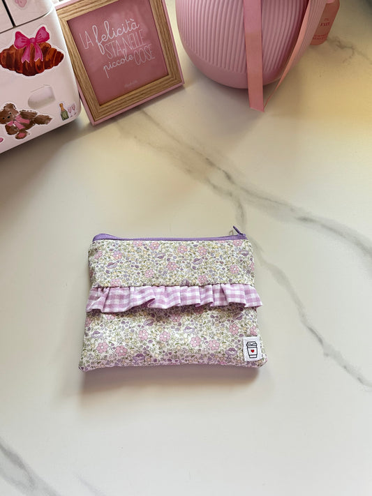 Mini Pochette flat fiorellini lilla
