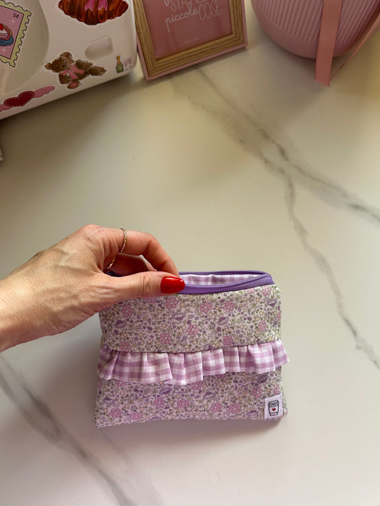 Mini Pochette flat fiorellini lilla