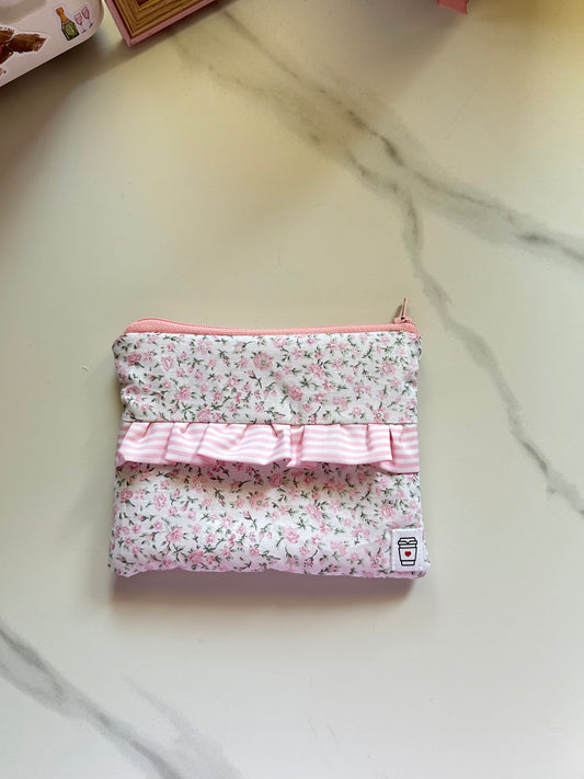 Mini Pochette flat fiorellini rosa