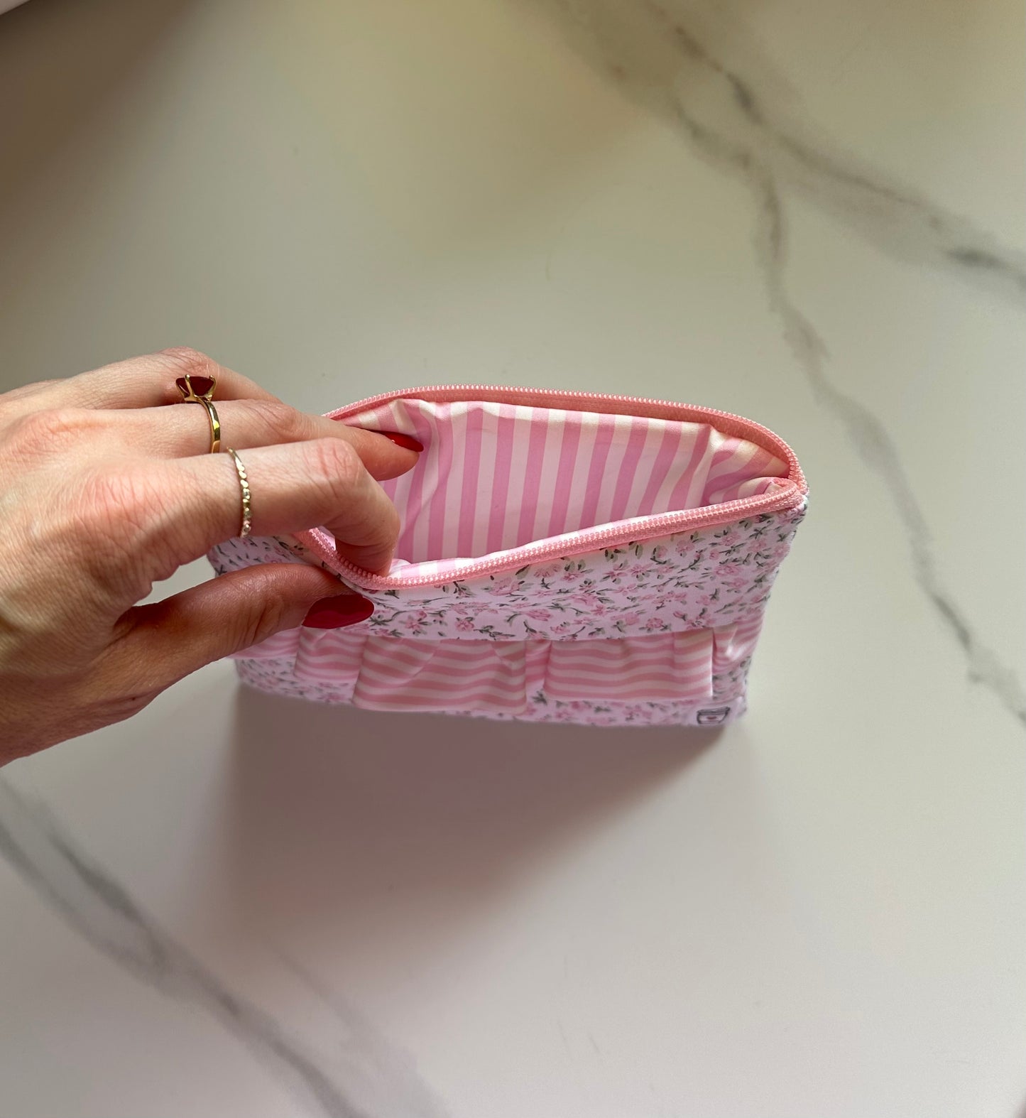 Mini Pochette flat fiorellini rosa