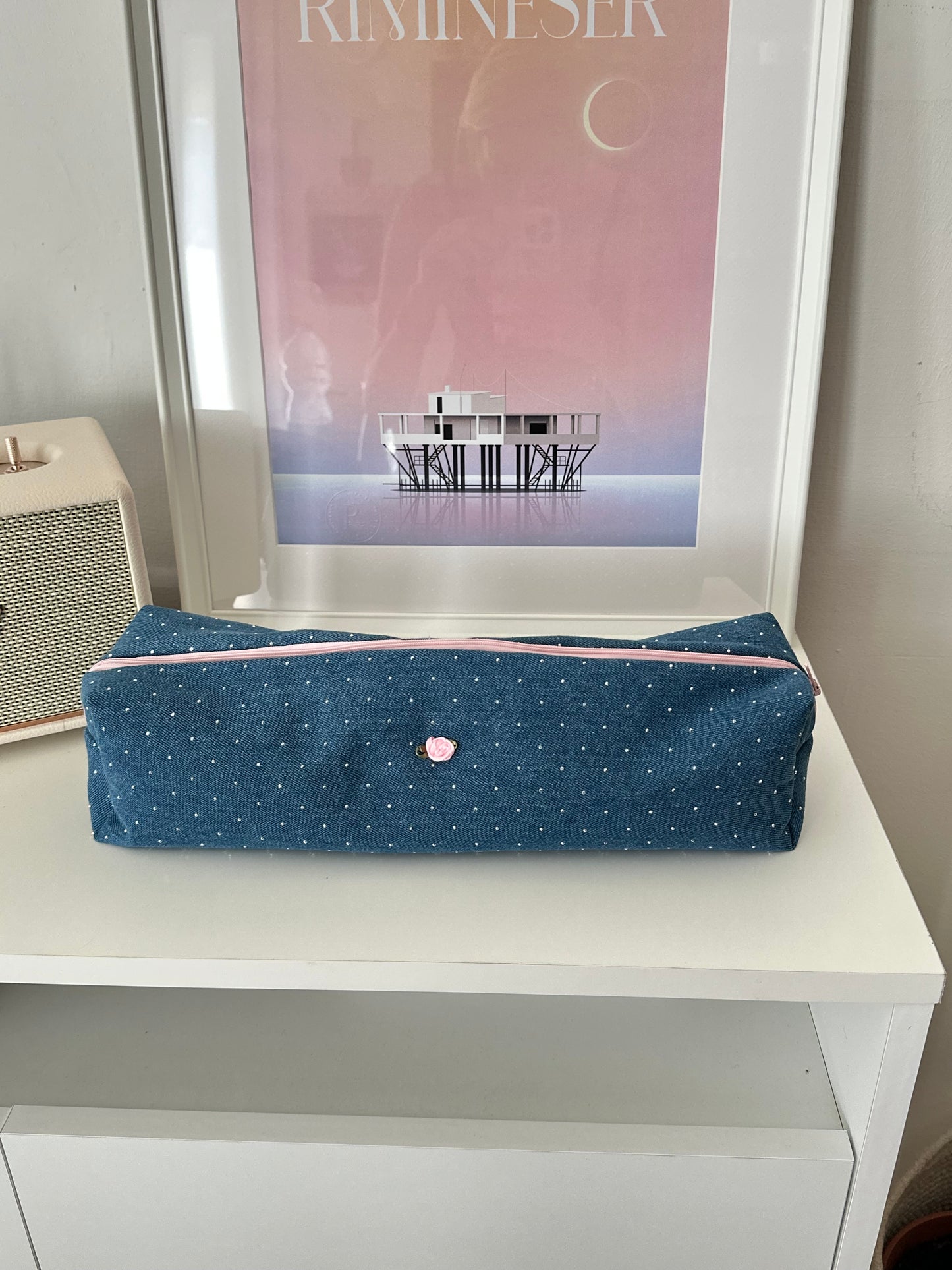 Porta ghd jeans con brillantini