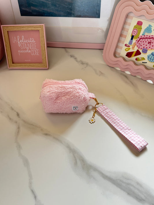 Portachiavi mini beauty spugna rosa con charm