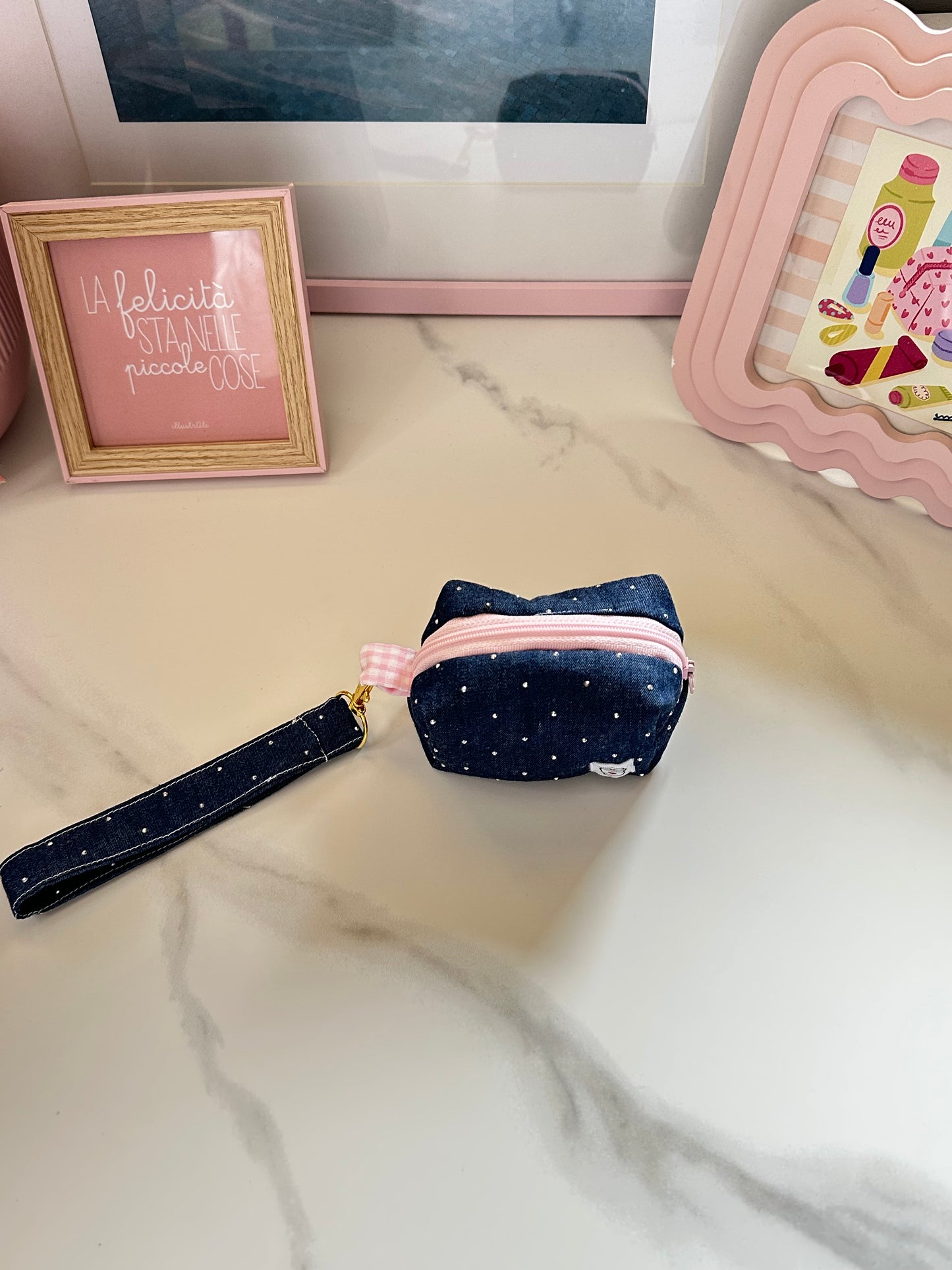 Portachiavi mini beauty jeans con brillantini