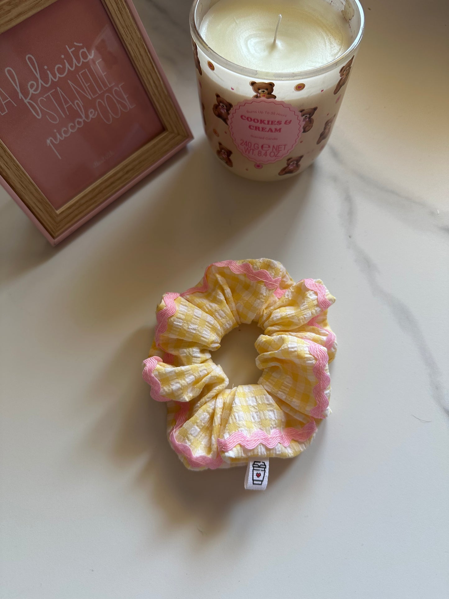 Scrunchie vichy giallo