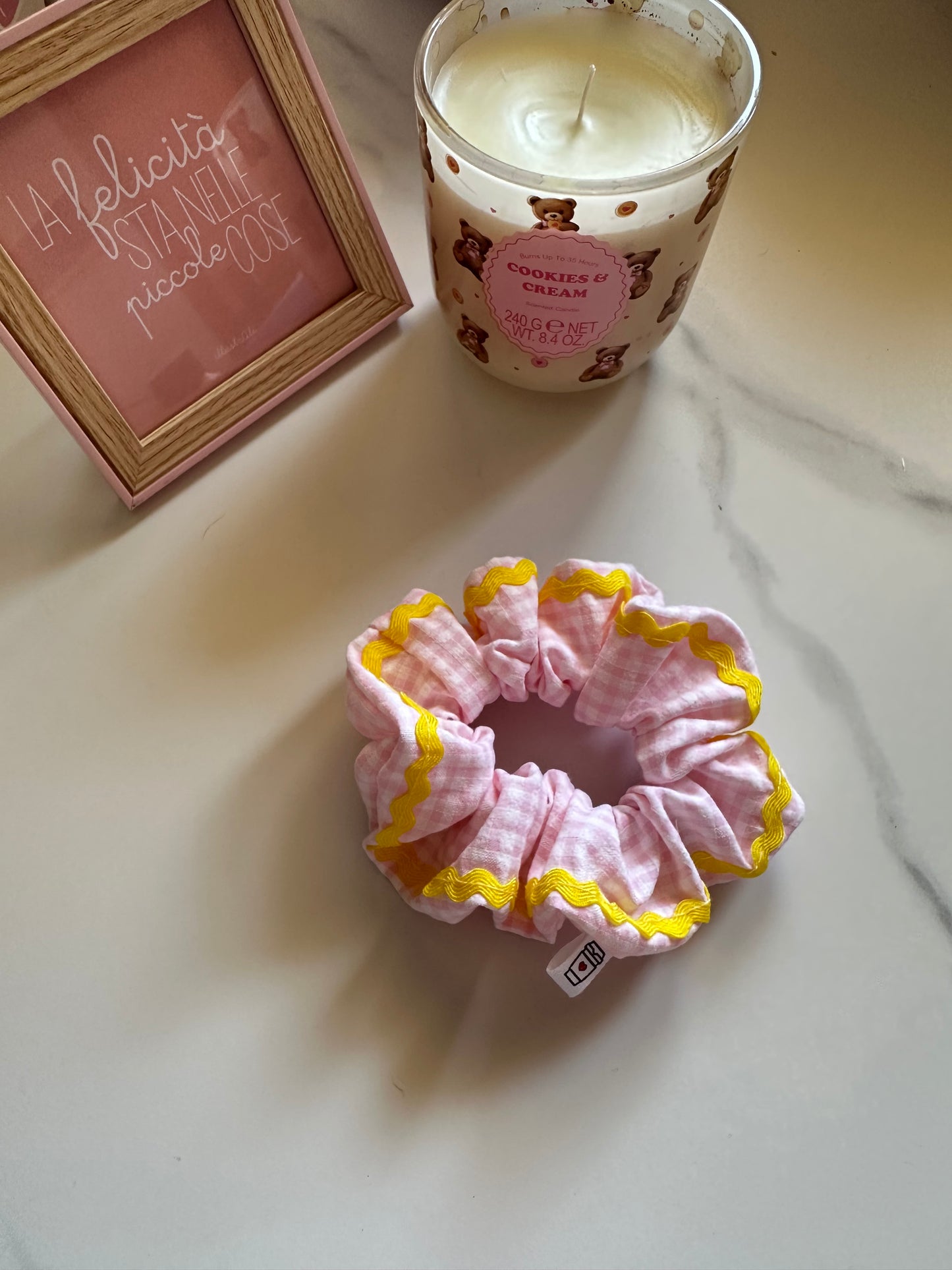 Scrunchie vichy rosa baby