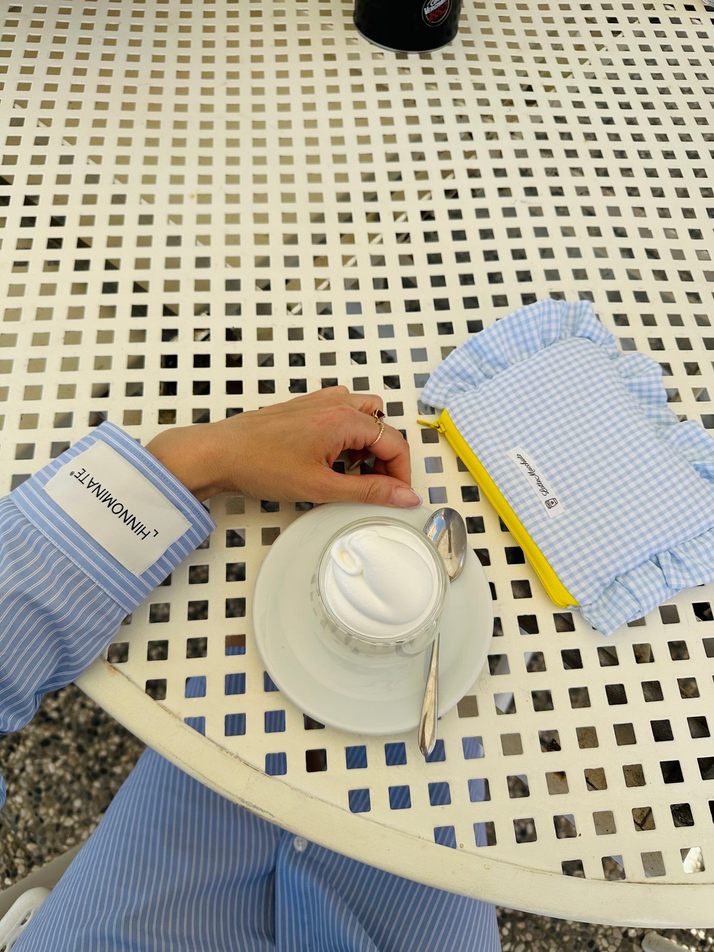 Pochette frappina scacchetti azzurri